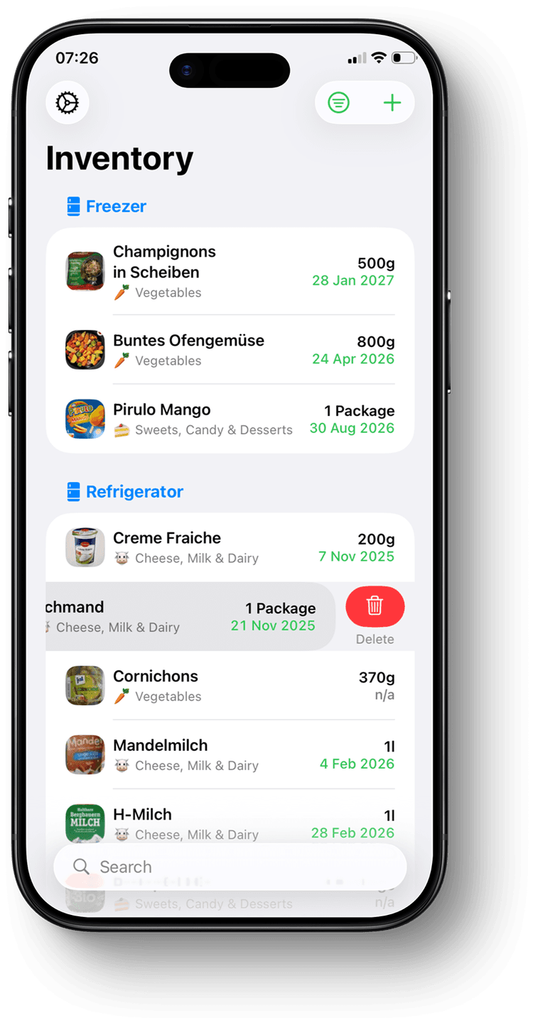 WhatTheFridge inventory preview